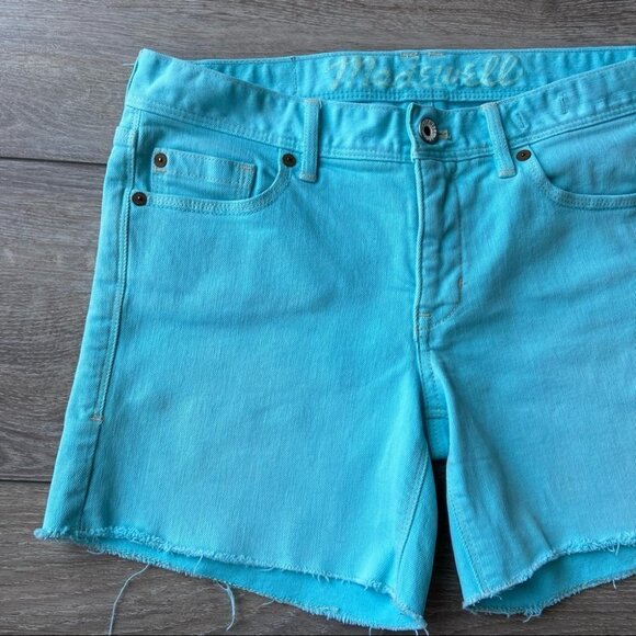 Madewell Raw Hem Denim Blue Shorts - Picture 2 of 16